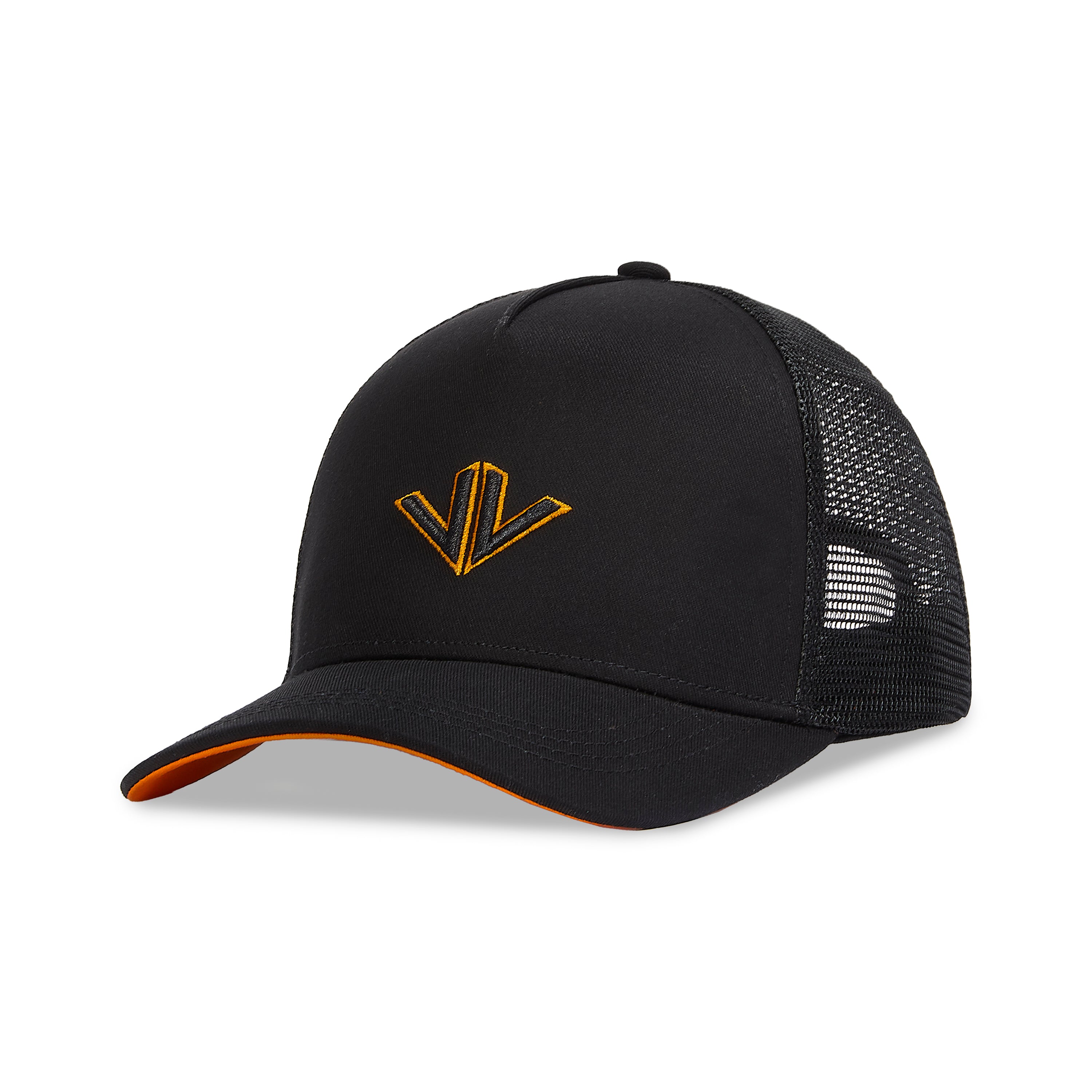 Black Orange Logo Trucker Cap