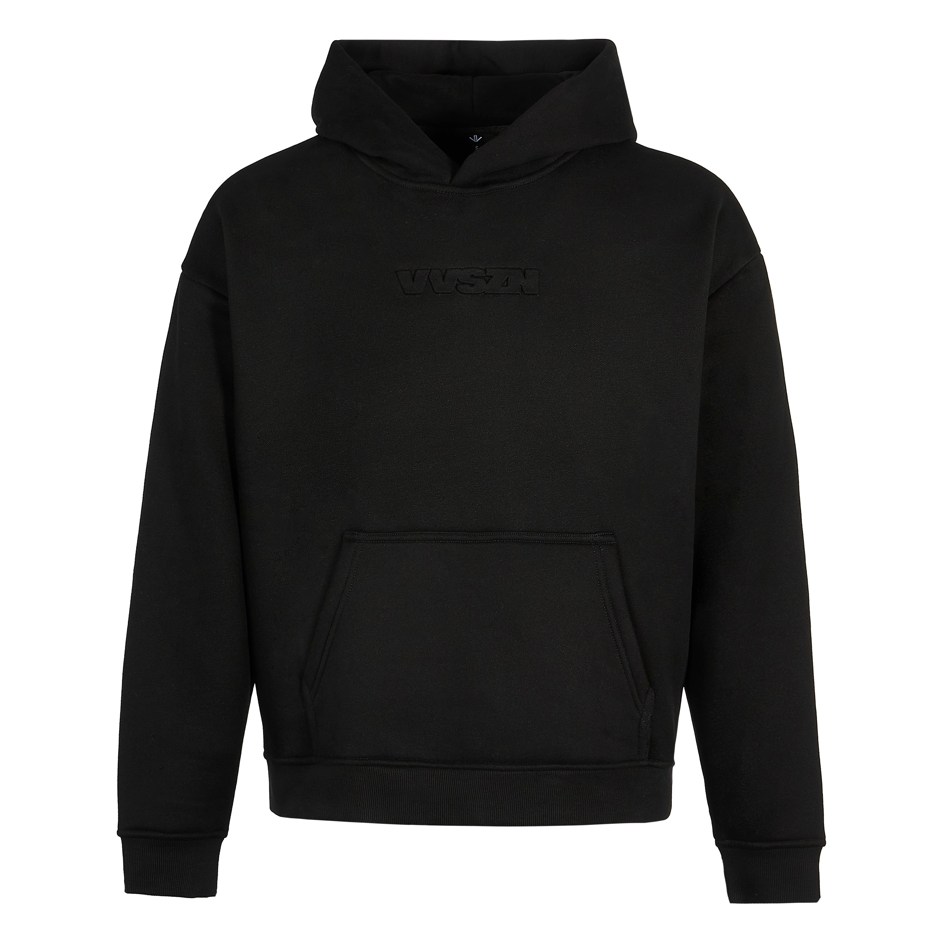 Relaxed Black Fleeced Hoodie
