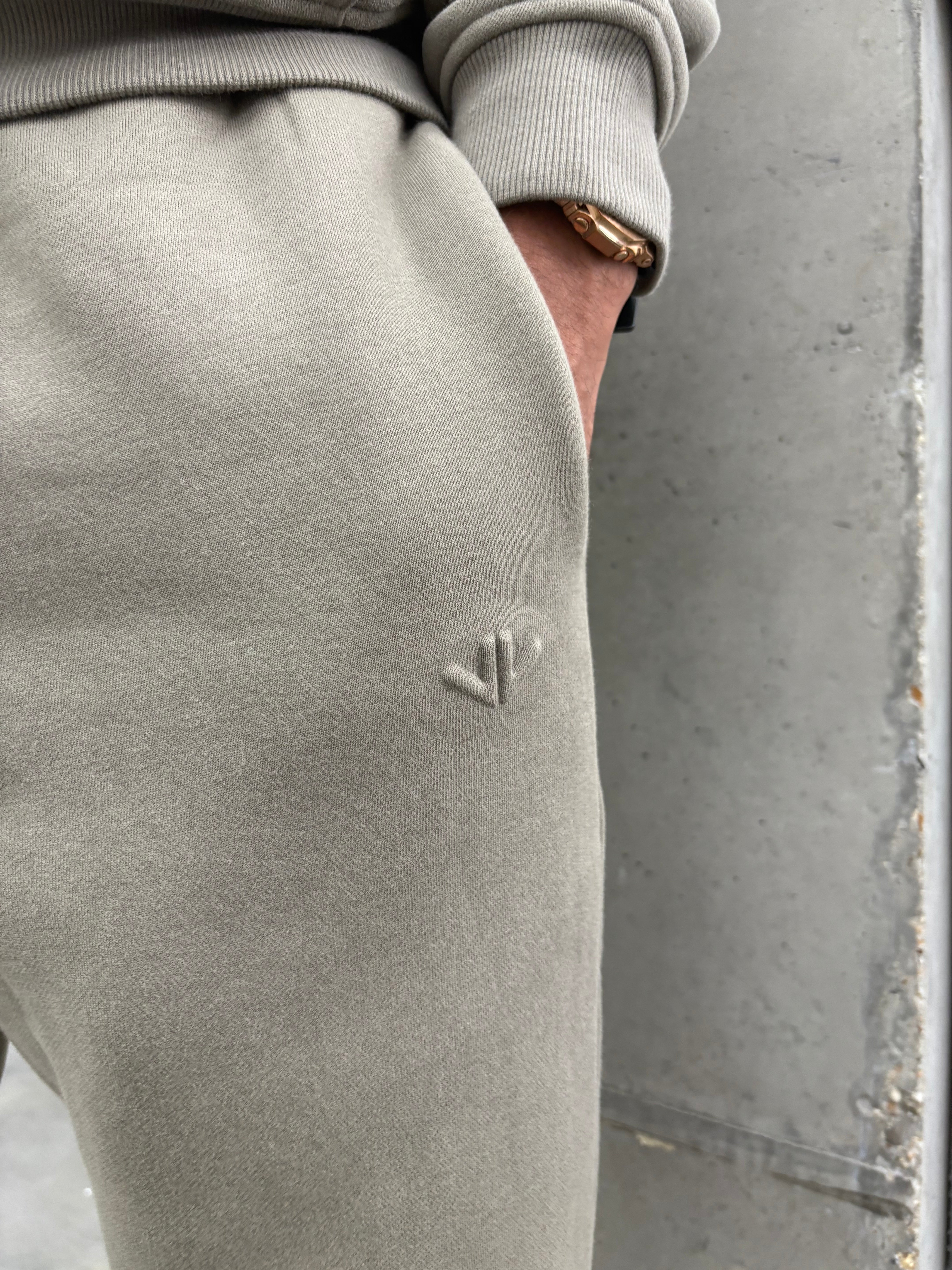 Khaki Polar Fleeced Relaxed Joggers