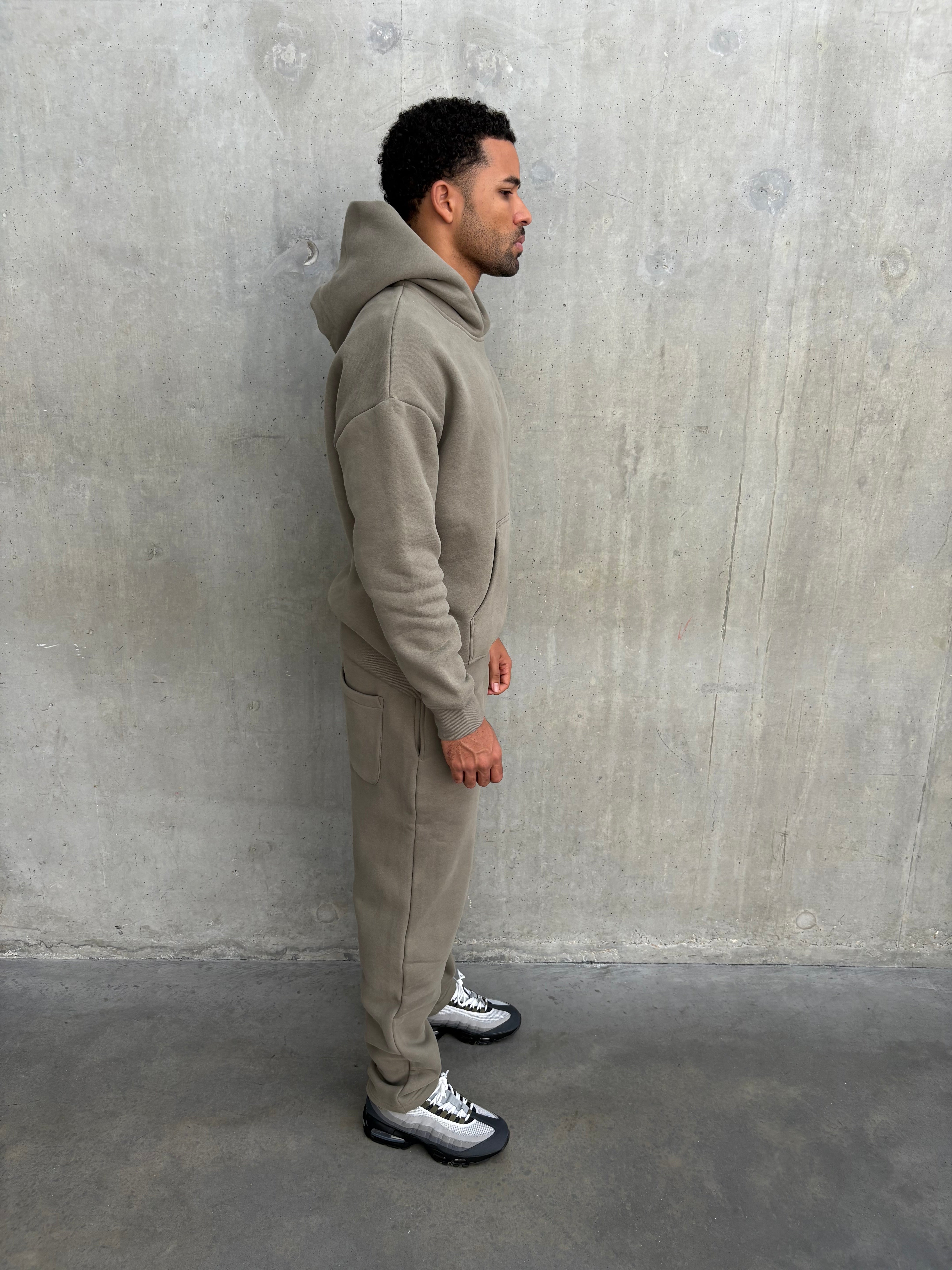 Khaki Polar Fleeced Relaxed Hoody