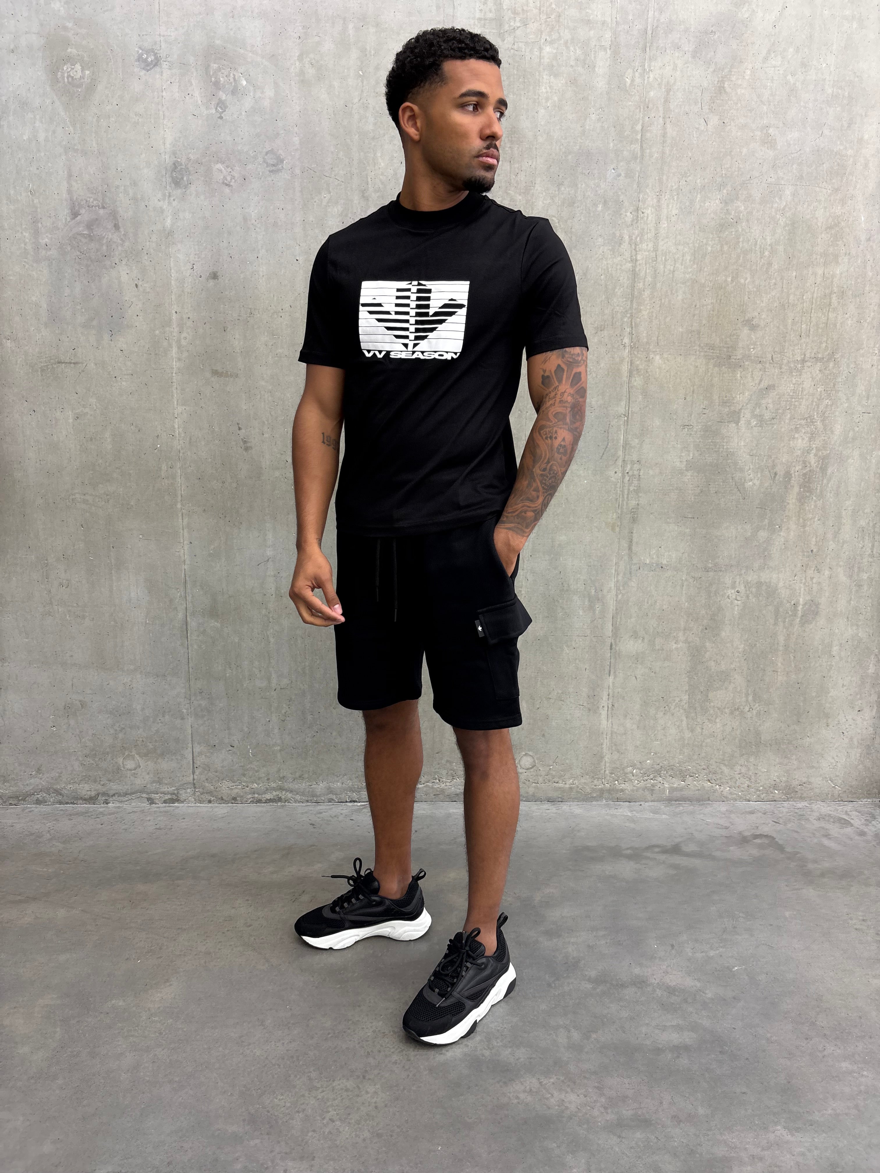 Black Tee White Shutter Logo