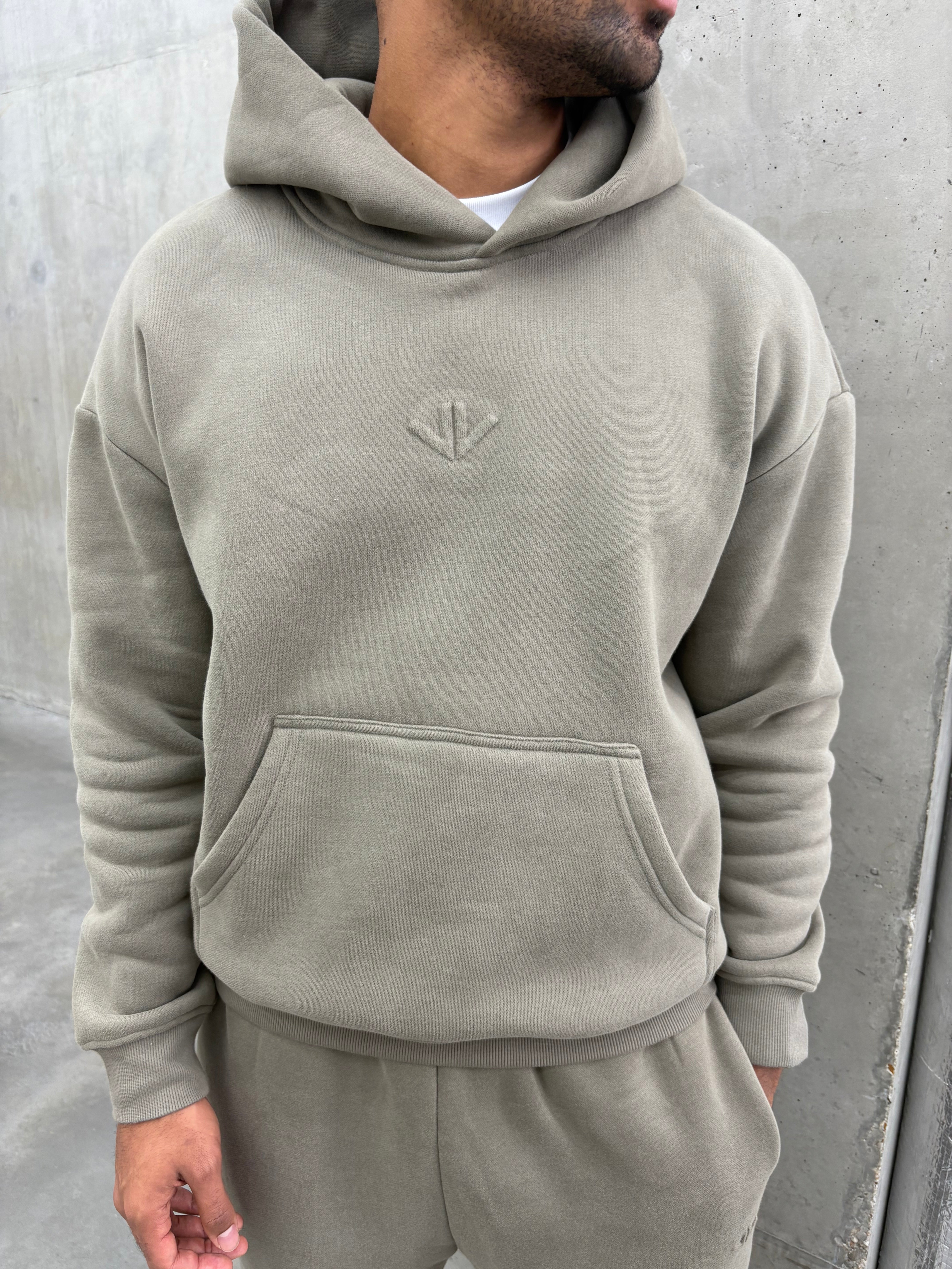 Khaki Polar Fleeced Relaxed Hoody