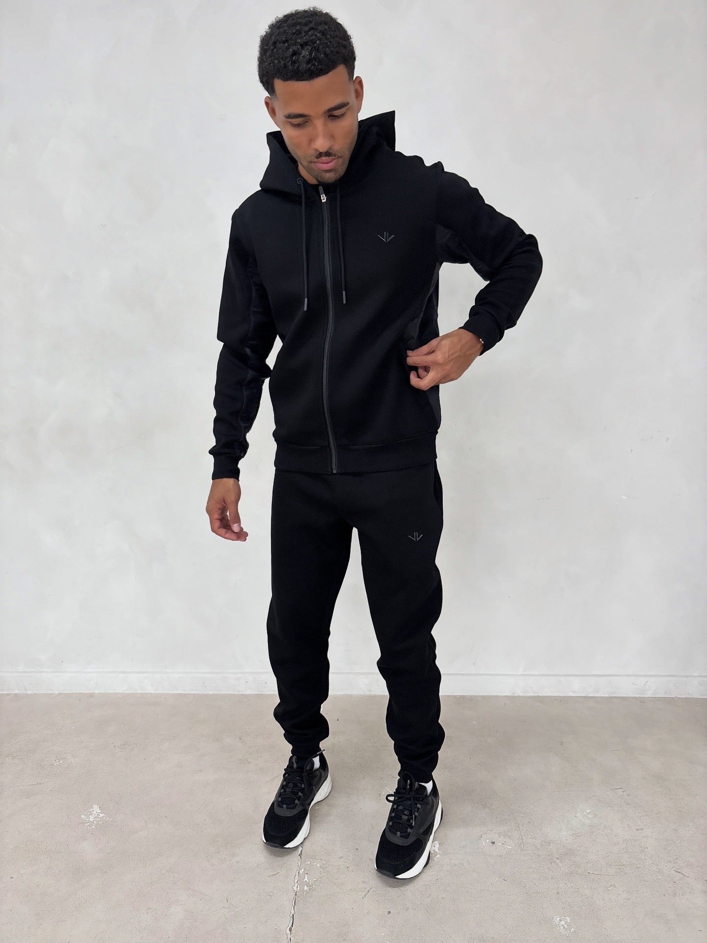 Black Tech Zipped Hoodie
