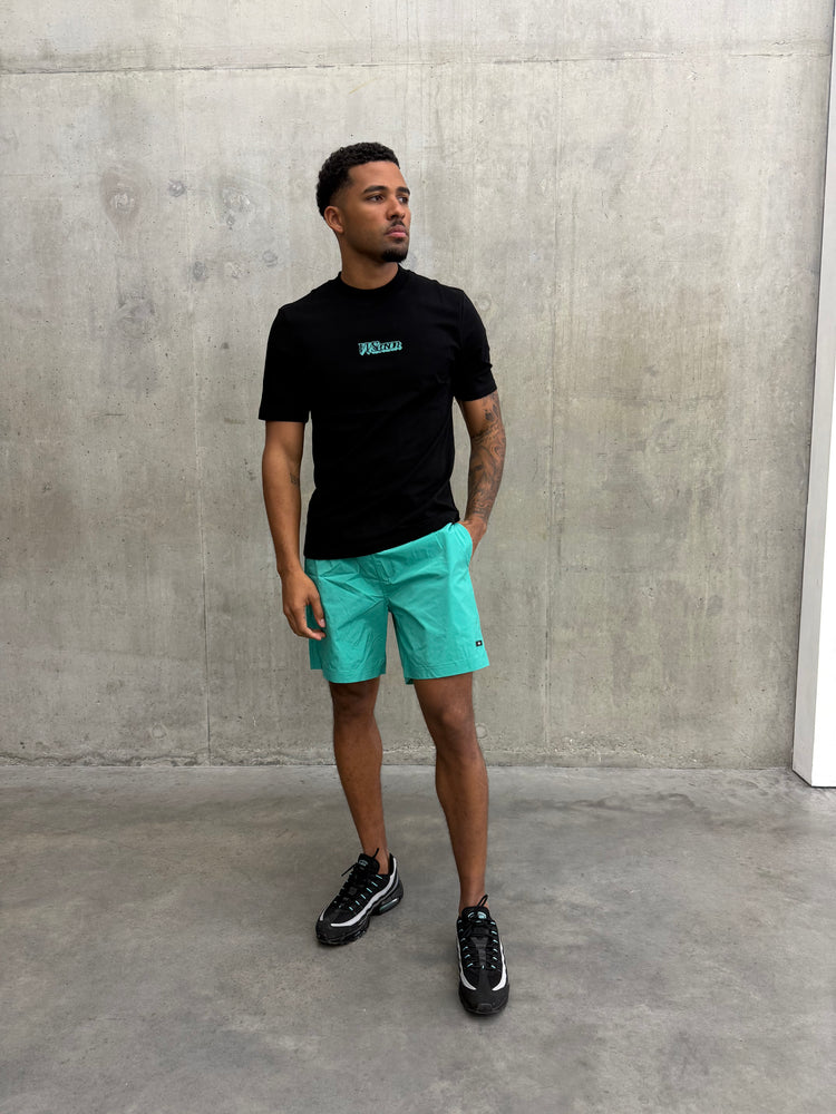Black Tee Turquoise Logo