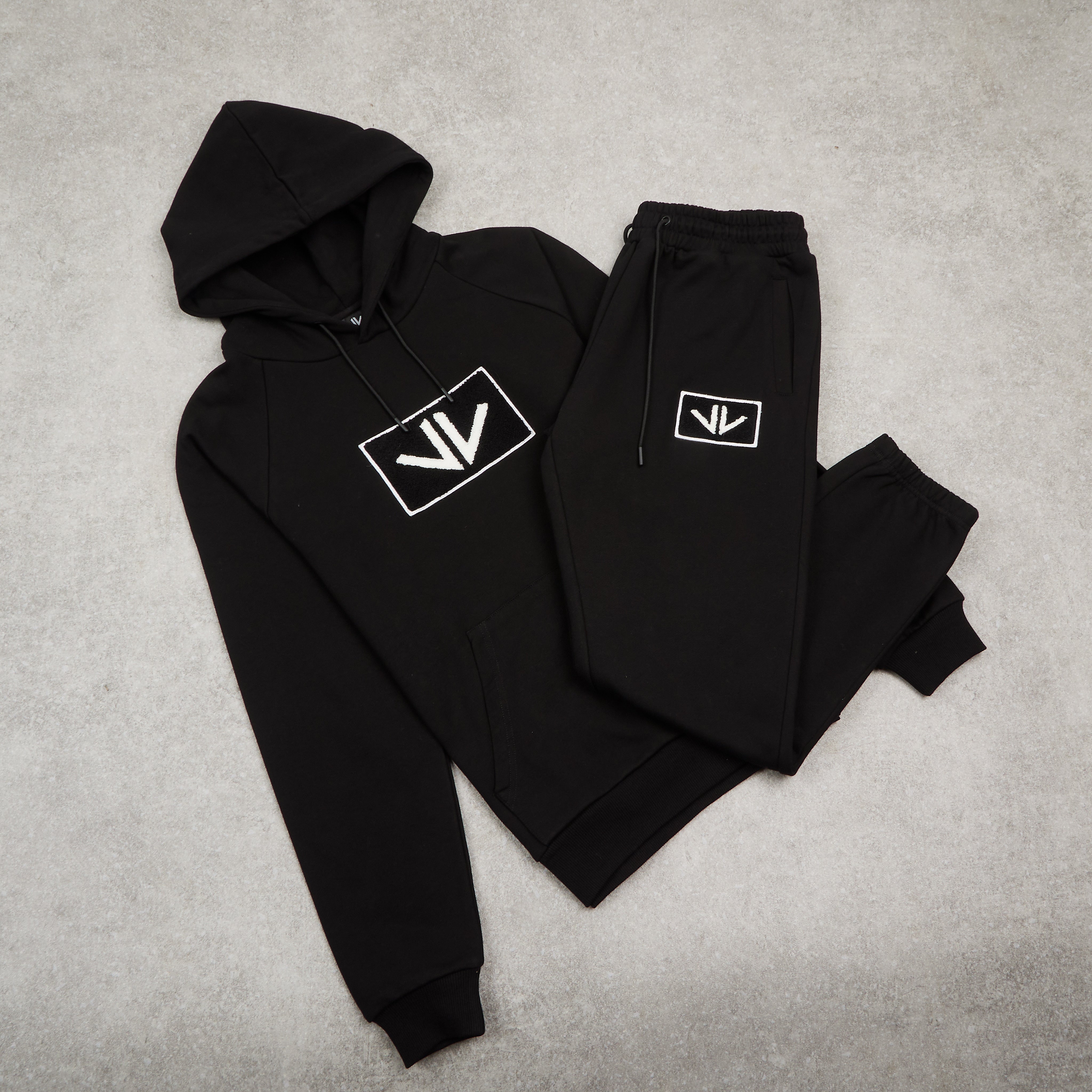 Black Chenille Boxed Logo Tracksuit