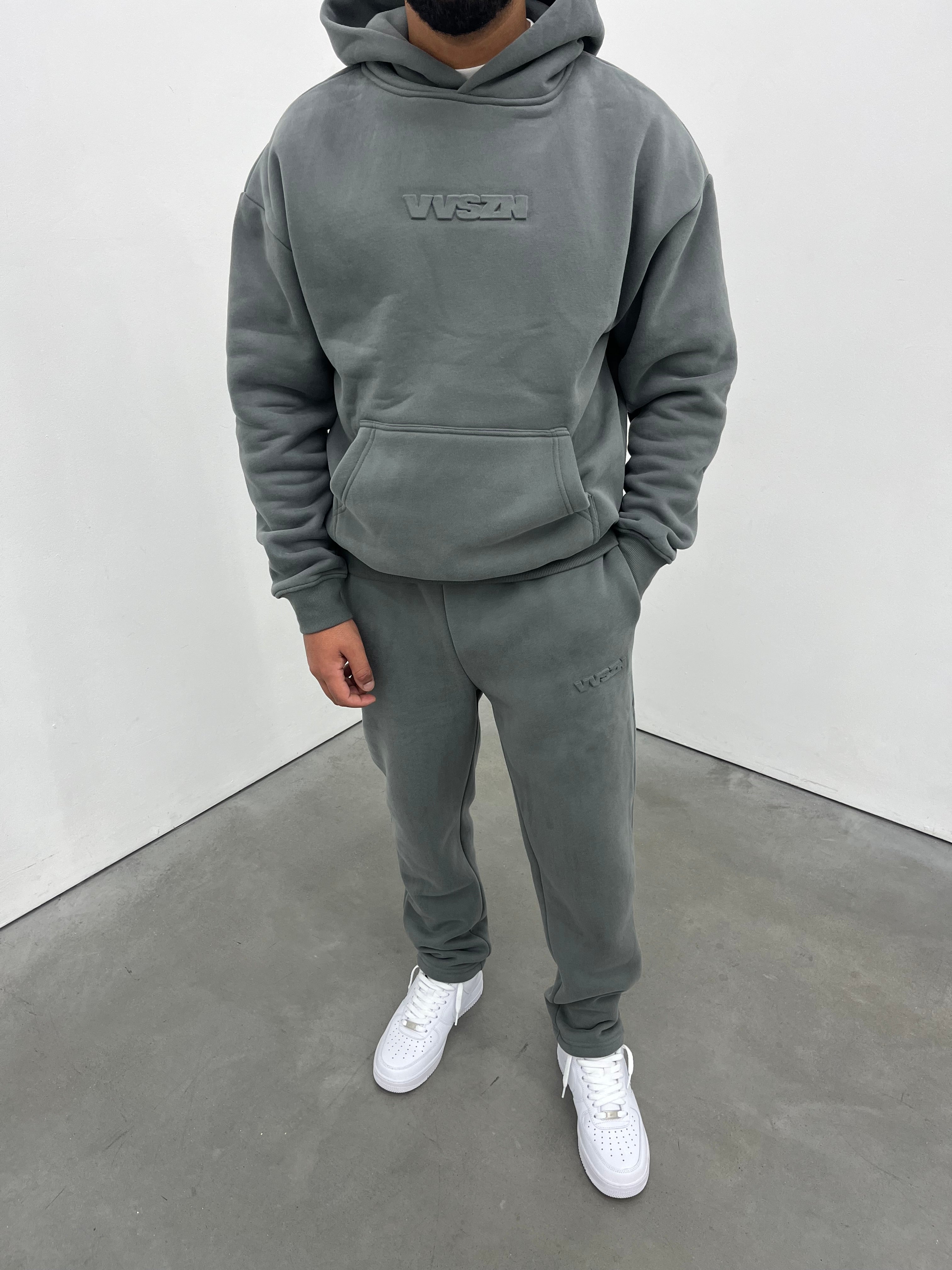 Relaxed Dark Grey Fleece Hoodie