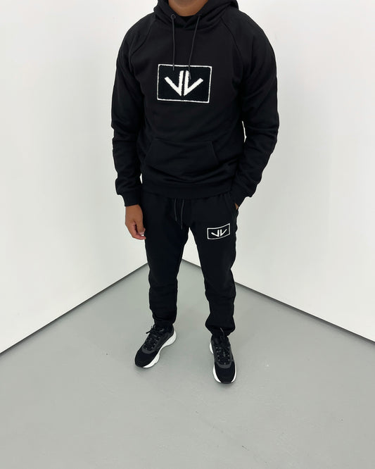 Black Chenille Boxed Logo Tracksuit