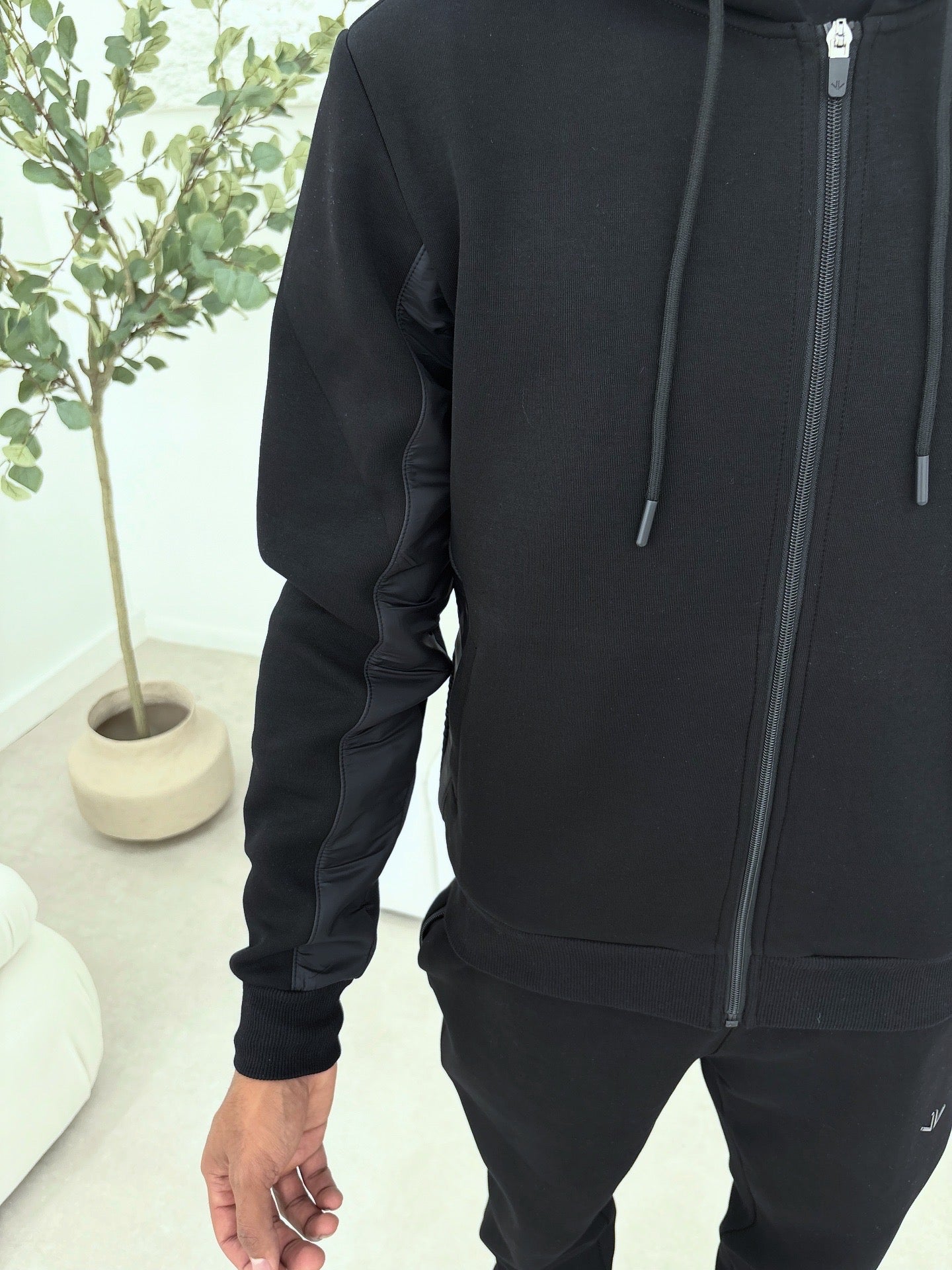 Black Tech Zipped Hoodie
