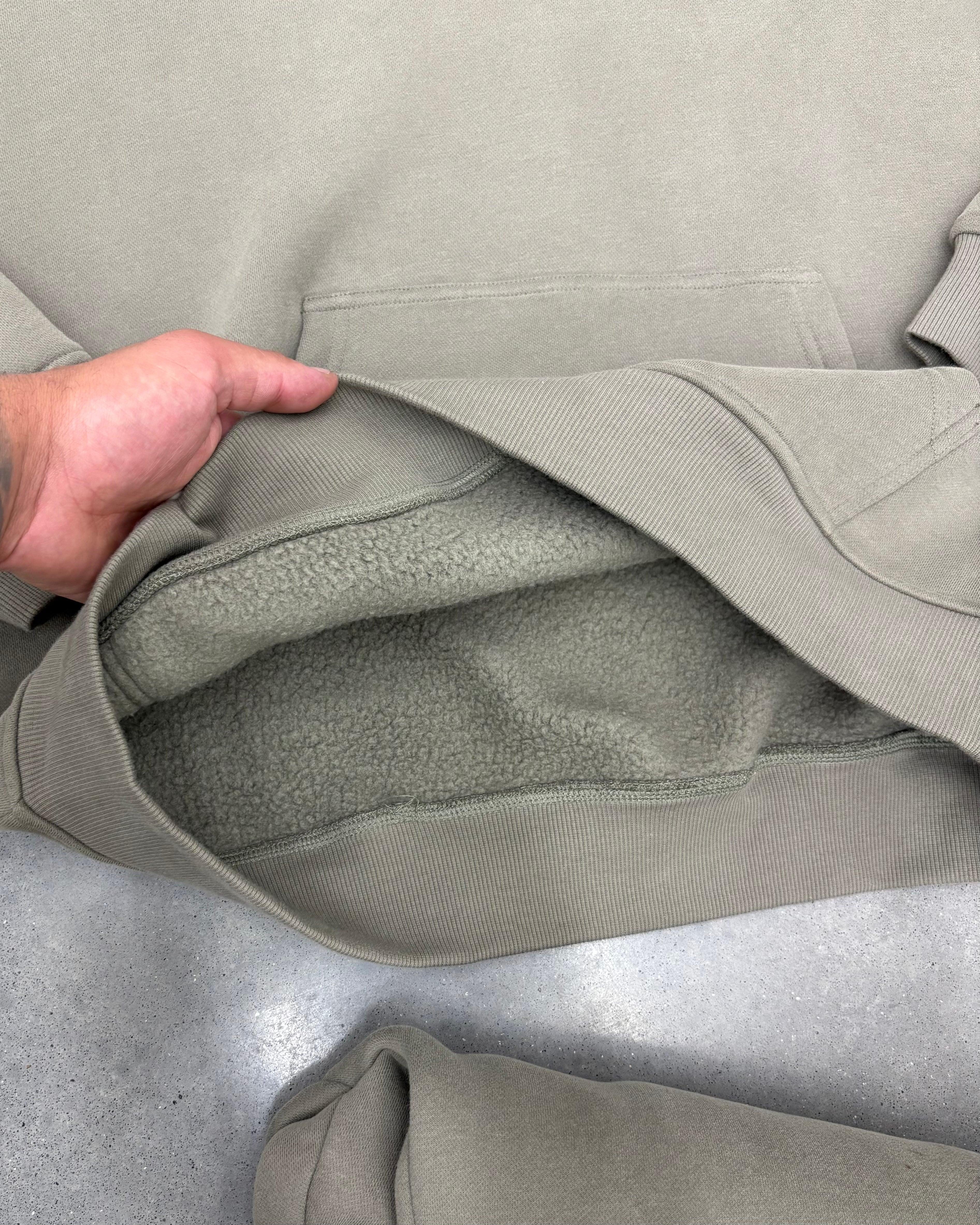 Khaki Polar Fleeced Relaxed Hoody