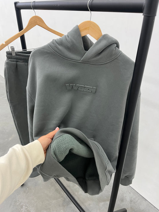 Relaxed Dark Grey Fleece Hoodie