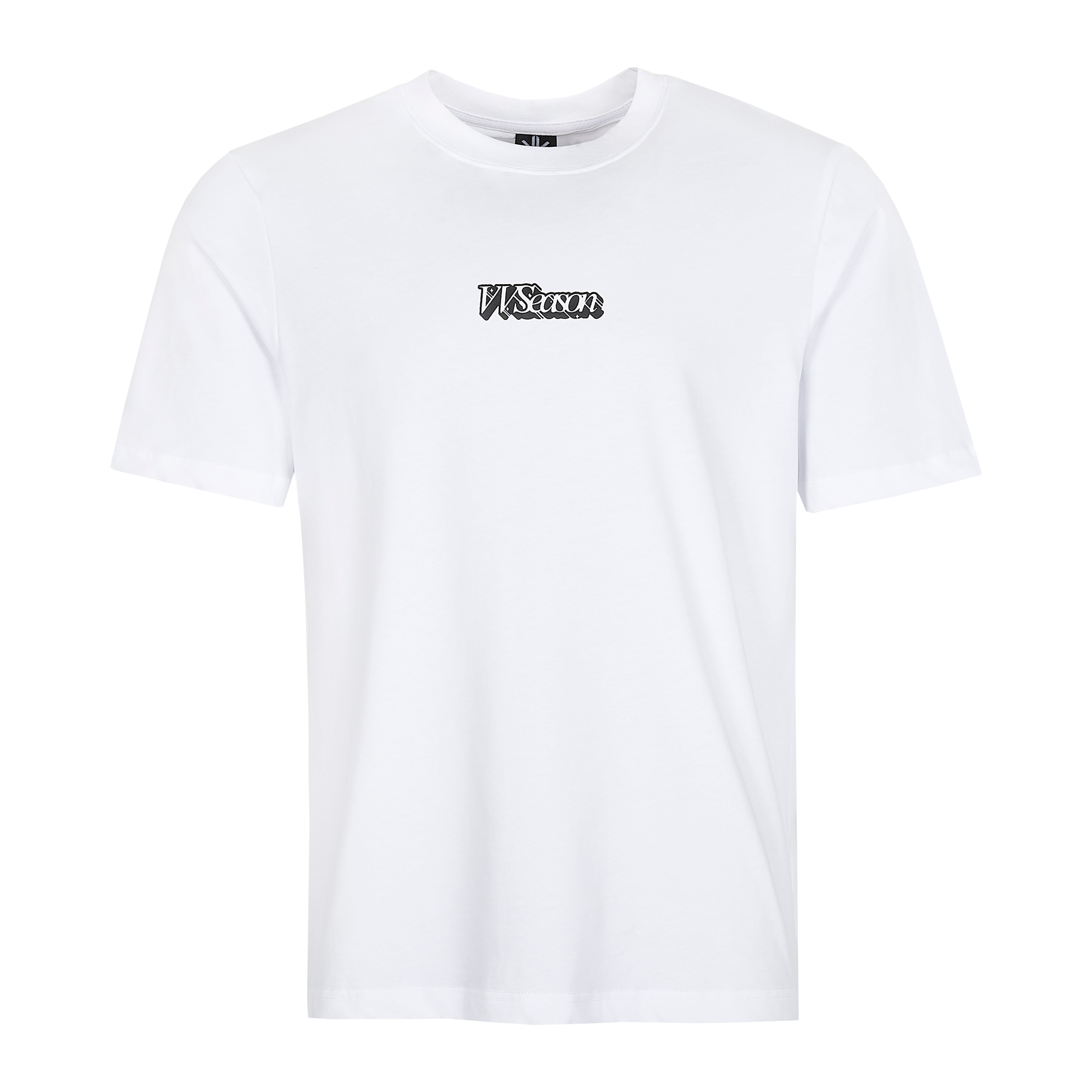 White Tee Black Tagged Logo